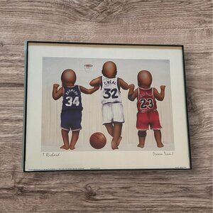 Dream Team Barkley, O'Neal, Jordan T. Richard 8.5 x 11 Framed Art